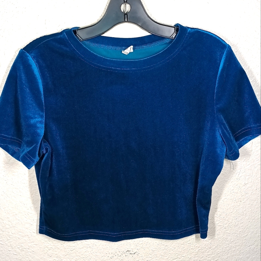 Stretch Velour Teal Crop top